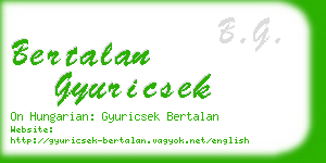 bertalan gyuricsek business card